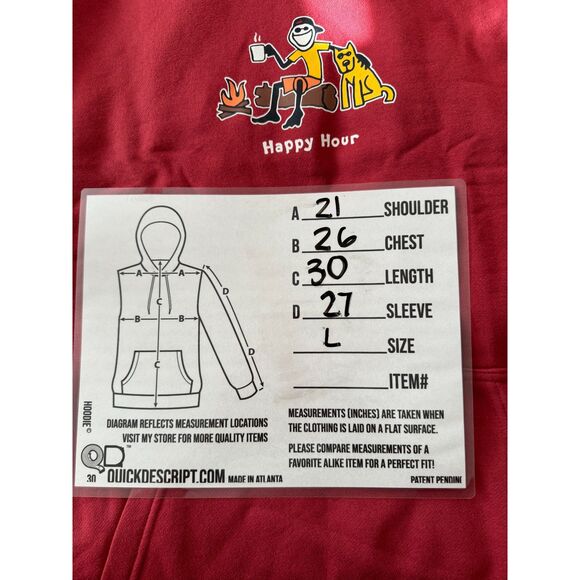 Life is Good NWT Sz L Faded Red Happy Hour Fleece Hoodie - Picture 4 of 11
